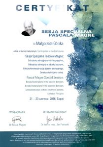 Sesja specjalna Pascala Magne Certyfikat dr GórskaMałgorzata Górska