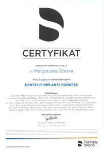 Dentsply Implants kongres dr GórskaMałgorzata Górska