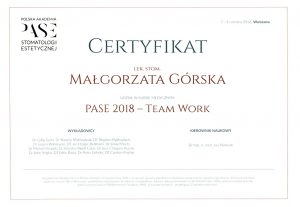 PASE 2018 - team Work dr GórskaMałgorzata Górska