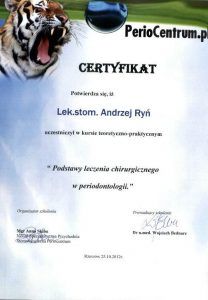 Certyfikat Andrzej RyńAndrzej Ryń