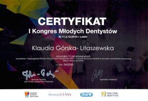 Kongres Młodych DentystówLekarz Stomatolog - Klaudia Gorska