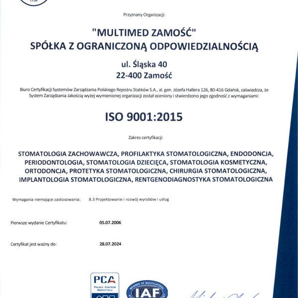 2021 Certyfikat ISO